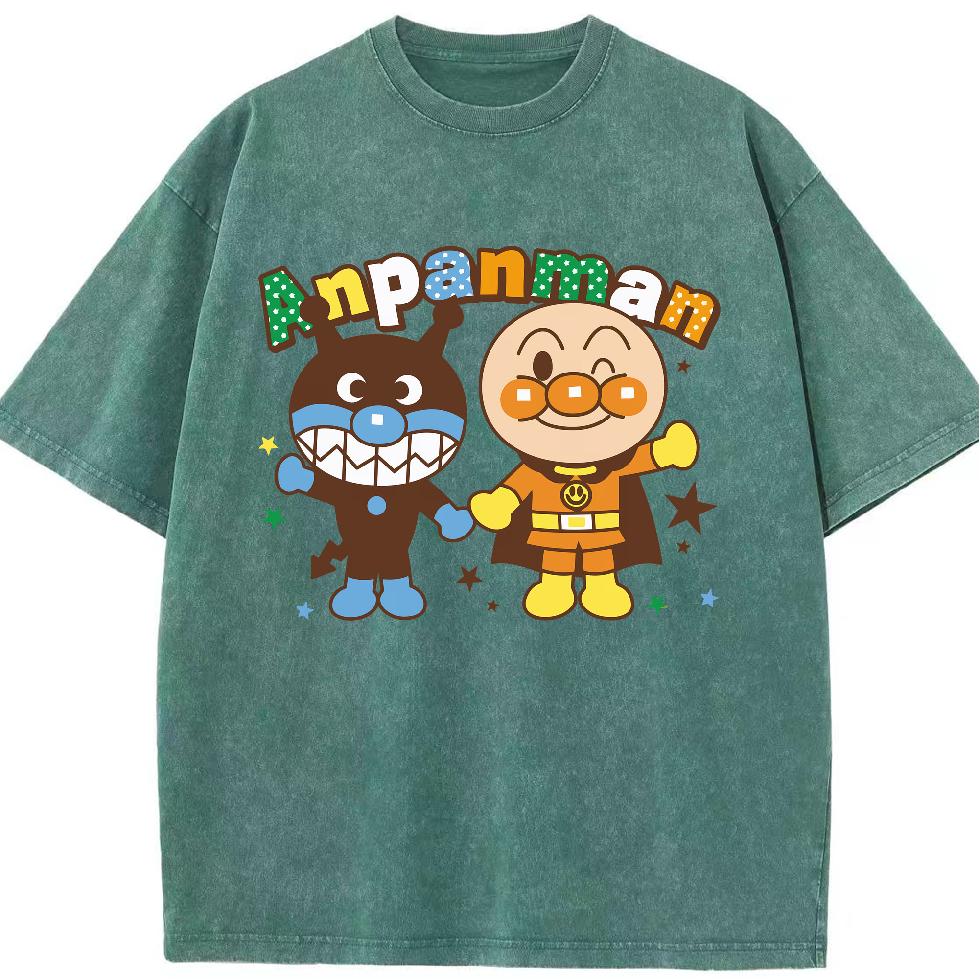 （画像用） アンパンマン Anpanman 綿100% ヴィンテージ風 半袖Tシャツ（フロントプリント）